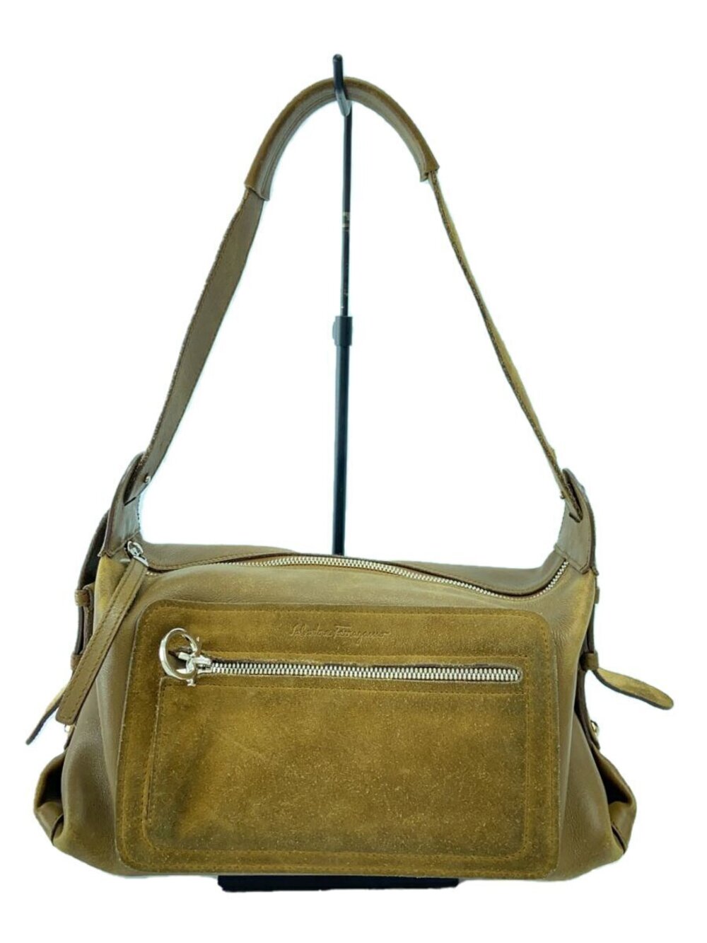 Salvatore Ferragamo Handbag Leather Khaki Green